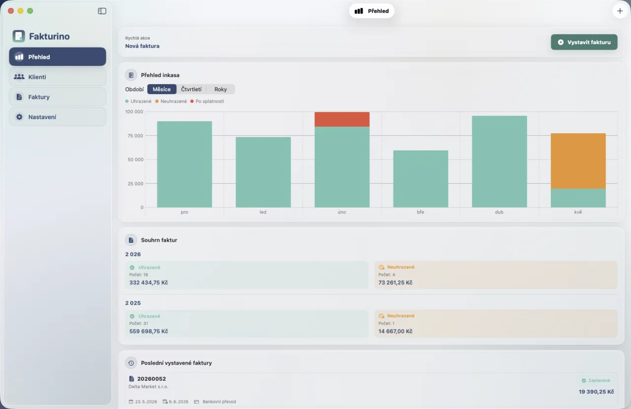 Fakturino Mac – dashboard