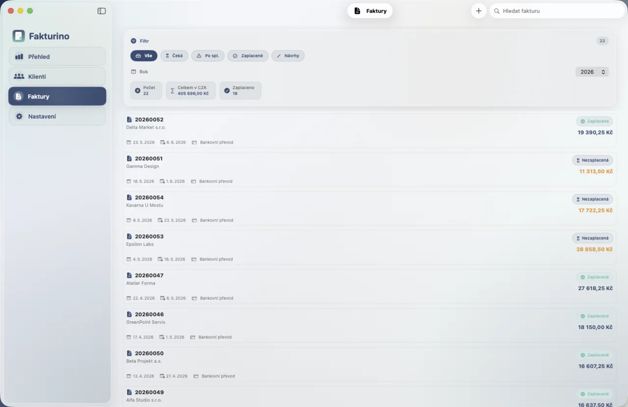 Fakturino Mac – faktury