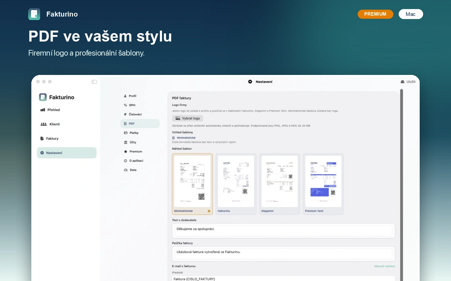 Fakturino na Macu – výběr profesionálních PDF šablon a firemního loga